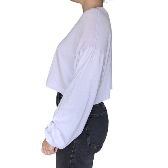 Garage Light Purple Cropped Long Sleeve Top Women Medium - Picture 2 of 11